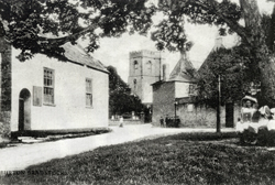 Chapel which is currently the library by the village green